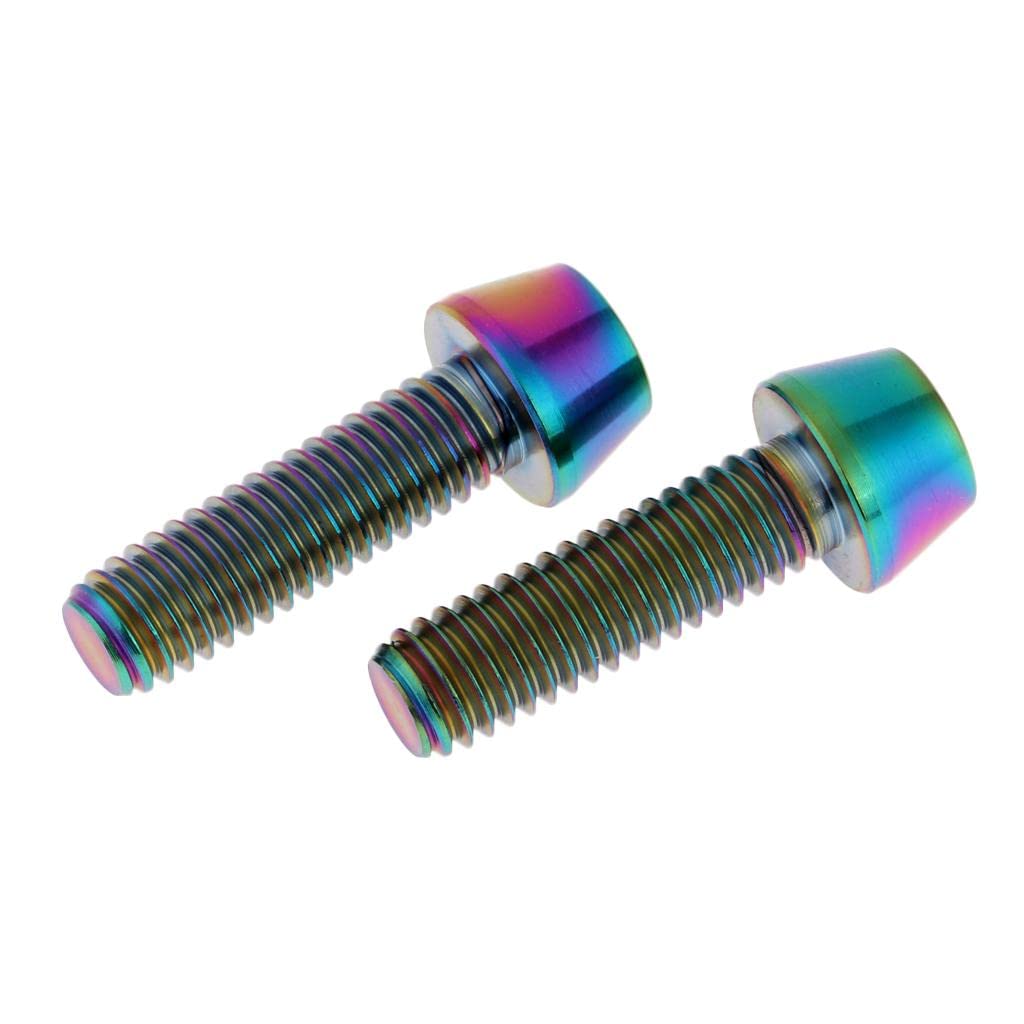 COMBR 2x M6 Titanium Ti Screw Fairing Bolt Taper Conical Hex Head Rainbow M6x20mm