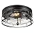 Rosient Flush Mount Ceiling Light Fixture, 12 Inch 2-Light Modern Farmhouse Rustic Close to Ceiling Light with Seeded Glass for Bedroom, Entryway, Kitchen, Hallway, ROS61A BK