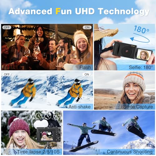 Newest Digital Camera with Wide Angle Lens, Vlogging Camera for Photography and Video, 3.0 Inch Digital Camera wuth 180° Flip Screen 16X Digital Zoom, FHD 1080P Video Camcorder with MAX 24.0MP 30FPS