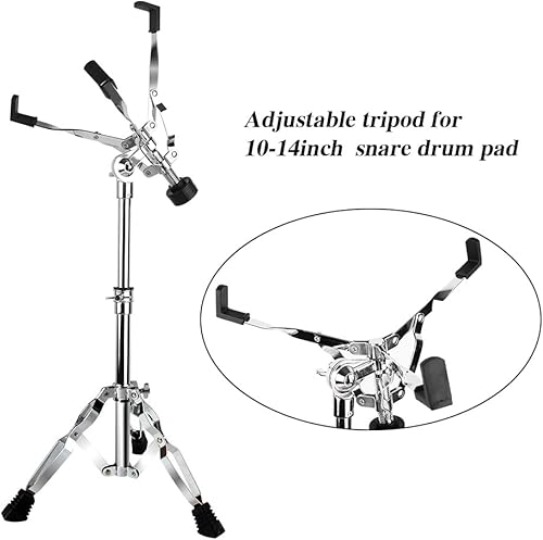 Miniatura 2 de Soporte para tambor repicador con soporte para baquetas y dos baquetas, soporte de trípode doblemente reforzado para parche de batería de 10 a 14
