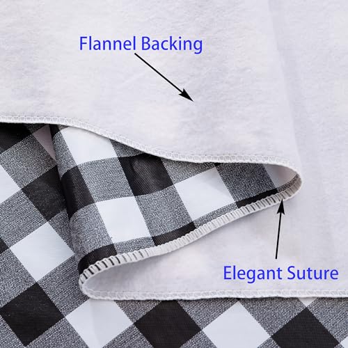 Image of Heavy Duty Vinyl Tablecloth with Flannel Backing Waterproof Oil-Proof Plastic Table Cloth Stain-Resistant Wipeable Rectangle or Square Table Cover for Indoor and Outdoor (Black Checkered, 54x54 Inch)