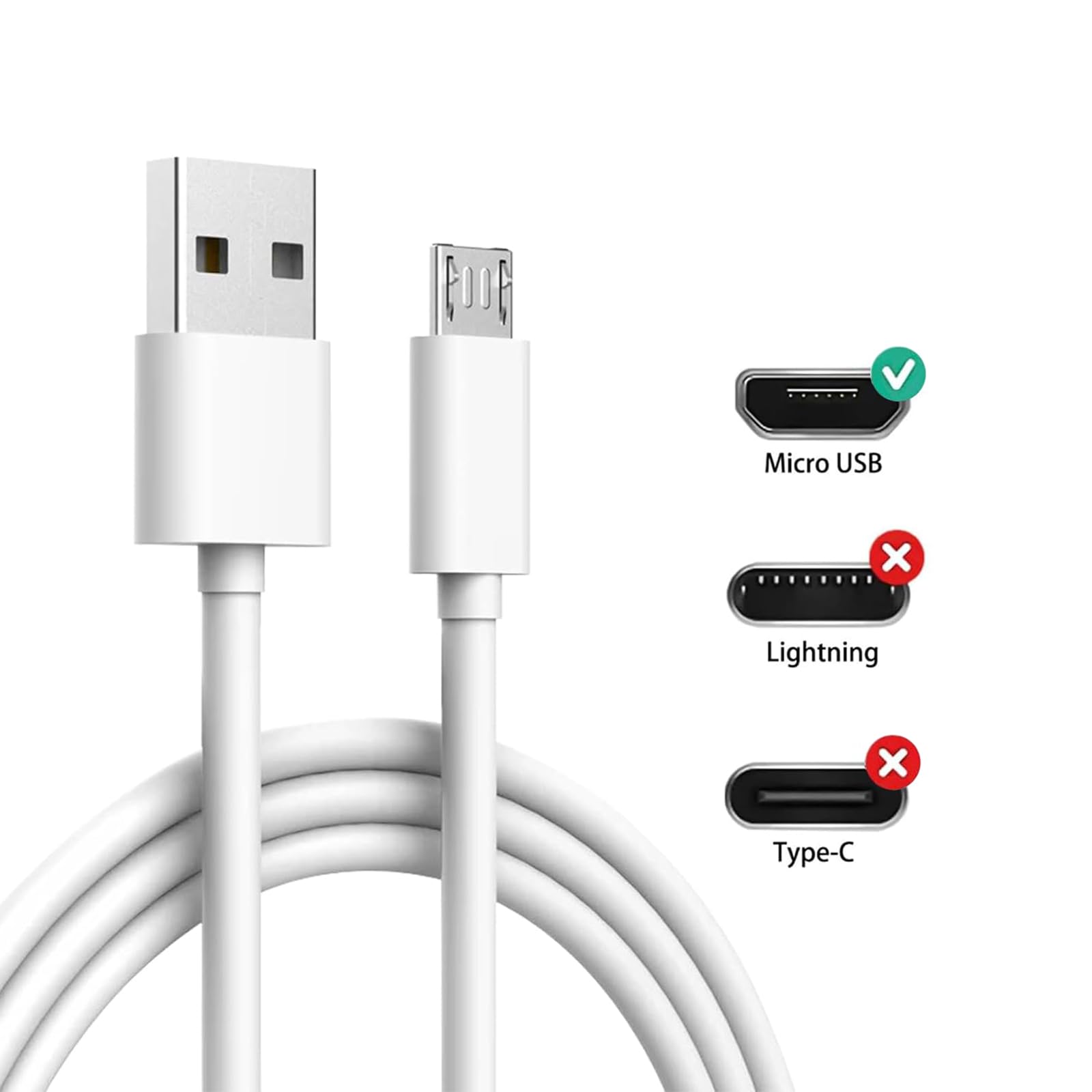 Cable de alimentación micro USB de 10 pies para cable de carga de cámara interior Ring