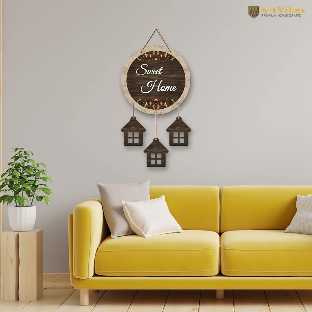Artvibes Sweet Home Wooden Wall Hangings Decor For Home | Bed Room | Quotes Decor Item | Home Quotes Wall Hanging | Modern Decor Items | Wall Poster | Artworks Hangings | Unique Gift (WH_7209N) 2