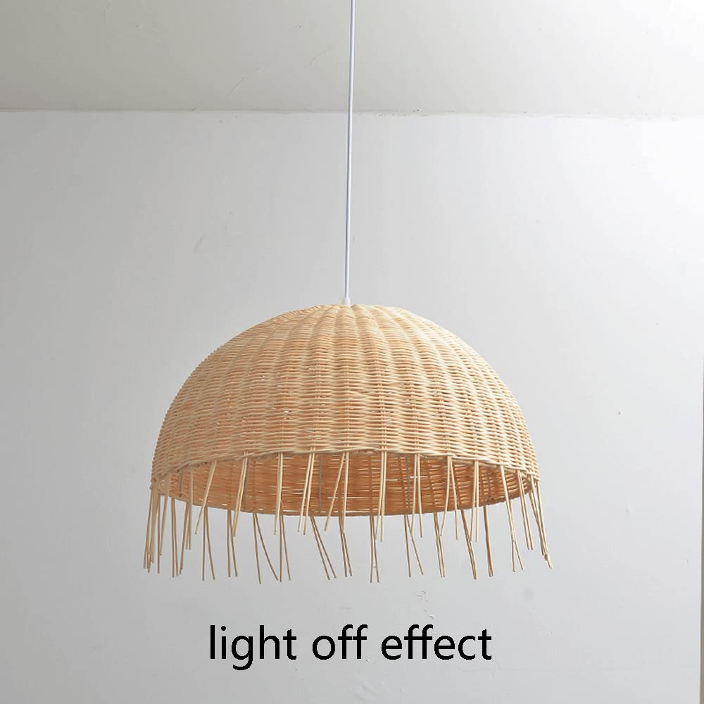 Lampada a Sospensione semicircolare in bambù, Creativa, Fatta a Mano, Intrecciata, a Nido d'uccello, Lampada a Sospensione in Vimini Creativo, Stile Rustico, per Soggiorno, Cucina, corridoio