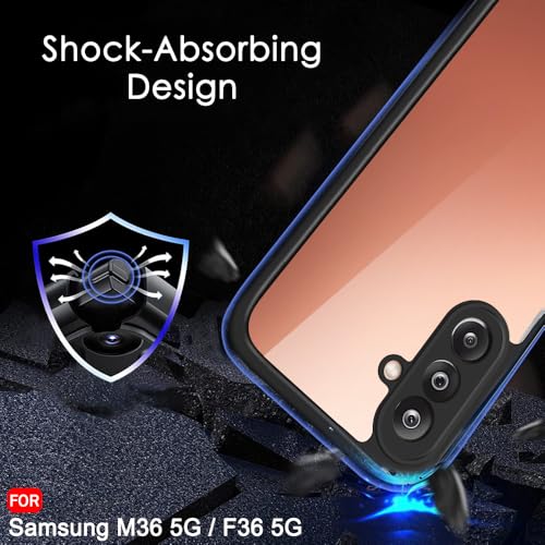 Image of TheGiftKart Hybrid Shockproof Back Cover Case for Samsung Galaxy M36 5G / F36 5G | Hard Back Cover Case for Samsung Galaxy M36 5G / F36 5G (PC & TPU, Transparent Clear Back, Black Sides)