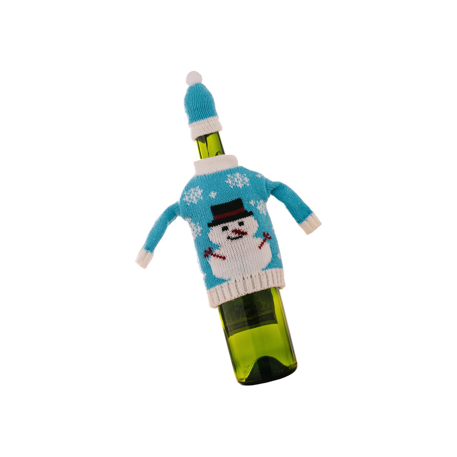 APGLSXY Festival Knitted Bottle Sweater Snowman Pattern Christmas Decoration Practical Wine Cover for Dining Table Arrangements Christmas Sweater Wine Bottle Cover