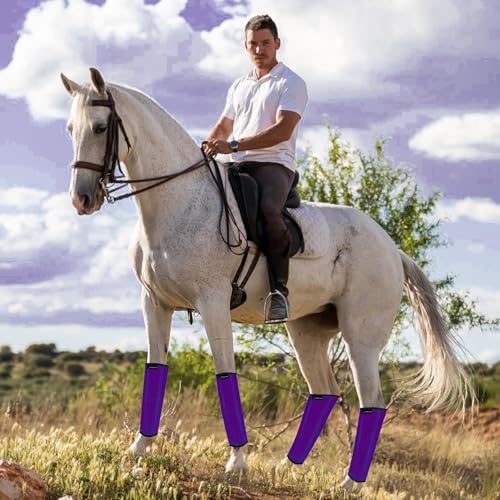 Image of FOXLVDA Horse Fly Boots (Set of 4) - Comfortable Horse Wraps | with Mesh & Metal Support Bars to Reduce Stomping and Leg Fatigue, for Ponies under 14.2hh, Medium