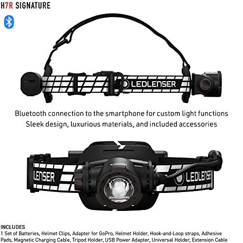 Ledlenser, H7R Signature Rechargeable Headlamp, 1200 Lumens, Bluetooth Connectivity, Advanced Focus System, Constant Light Output, Magnetic Charge System, Outdoors, Adventuring, Dustproof, Waterproof #TOP6