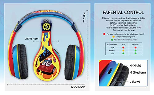 Ekids Hot Wheels Headphones, Adjustable Headband, Stereo Sound, 3.5Mm Jack, Wired Headphones For Kids, Tangle-Free, Volume Control, Childrens Headphones Over Ear For School Home, Travel #TOP4
