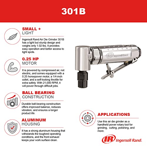 Image of Ingersoll Rand 301BK Angle Air Die Grinder Stone Kit, 21,000 RPM, 0.25 HP, 1 /4 inch Collet, Front Exhaust