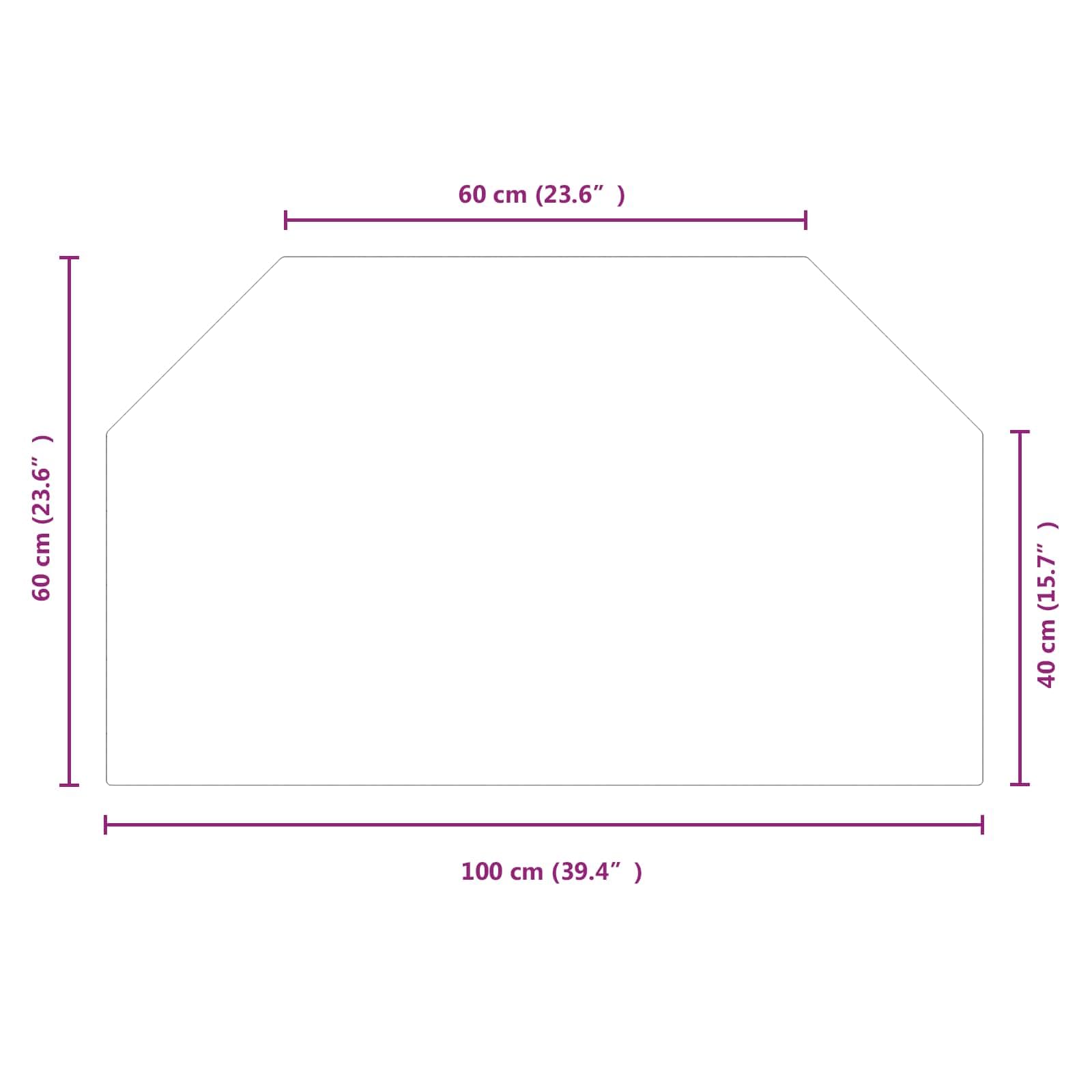 Feuerstelle Glasplatte Transparent 100 x 60 cm aus gehärtetem Glas mit polierten Kanten, hitzebeständig bis 200 ℃, Bodenschutzplatte für Kaminofen, Schwedenofen, Pelletofen, Parkett