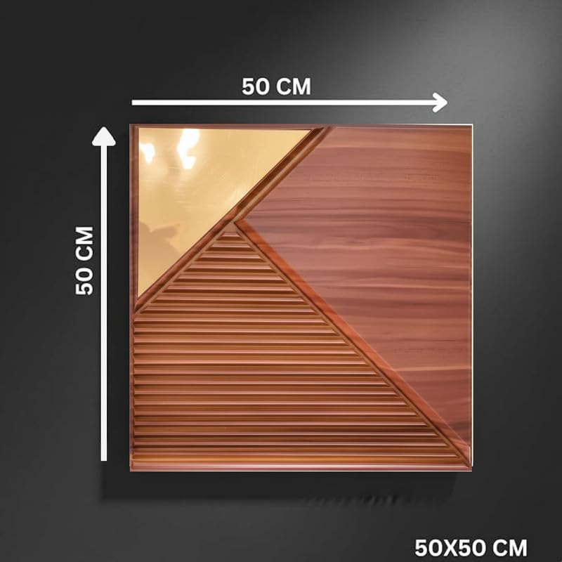 Image of Kayra Decor 3D PVC Wall Panels for Bedroom & Living Room | Fluted 1 Design | Mirror Wooden Color | 19.7 x 19.7 Inch | Pack of 18 | 48.42 Sq Ft