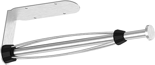 Soporte para toallas de papel, operación de una sola mano, montado en la pared con sistema de trinquete y efecto de amortiguación, toallero debajo