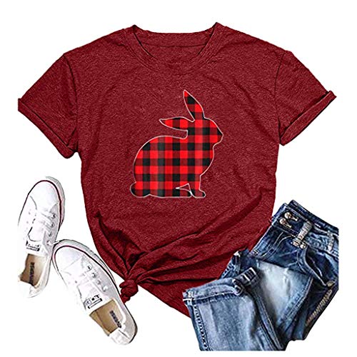 Shirts for Women Sexy AODONG Womens Short Sleeve Tops,Womens Cute Letters Printing Casual Valentine's Day Short Sleeves Blouses Tops Wine