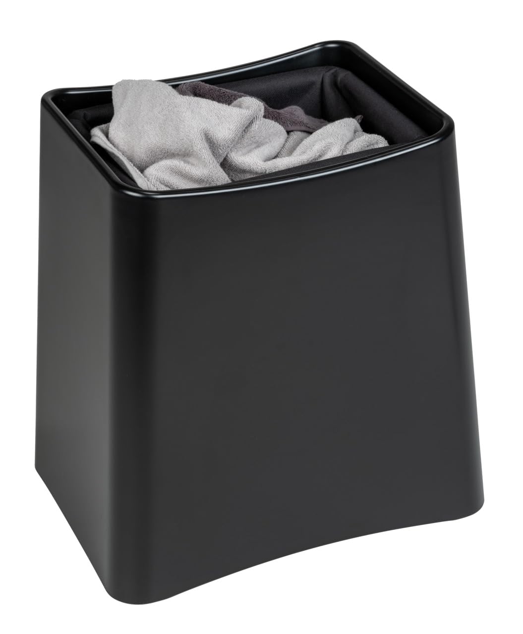 Wenko Sgabello da Bagno Wing, 2 in 1 con Cesto per La Biancheria, Coperchio e Sacca Estraibile, Plastica di Qualità, Capienza 33 L, 45 X 48 X 33 Cm, Nero