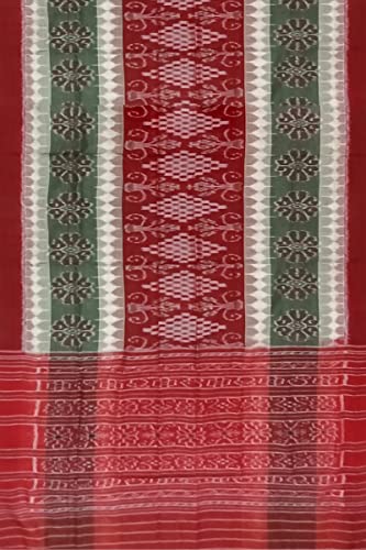 Image of Odisha Sambalpuri Handloom Ikat Women's Cotton Saree, Odisha Handloom Handmade Pure Cotton Khandua Saree, Ikkat Orissa Traditional Handloom Saree Without Blouse