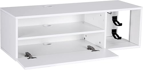 Miniatura 9 de soges Soporte de TV LED, mesa de TV blanca montada en la pared con gestión de cables, soporte de TV flotante centro de entretenimiento, gabinete de