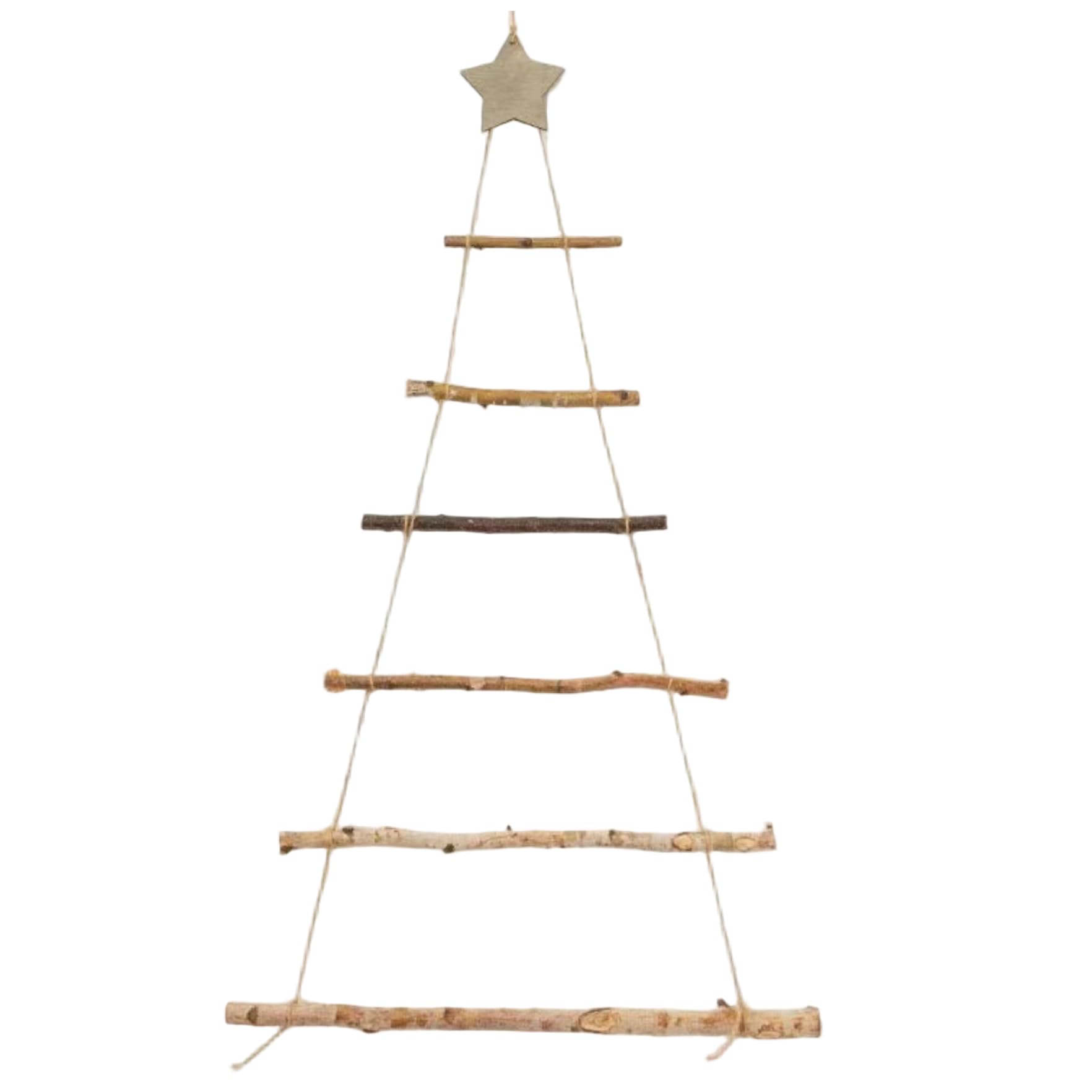 Decoración de pared navideña con árbol de Navidad colgante de madera de 7 niveles y estrella