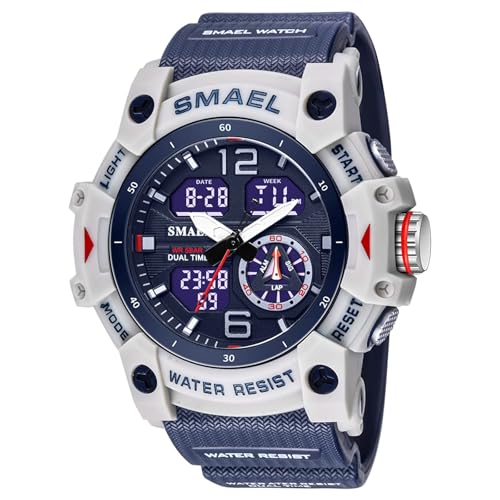 SMAALEB Montre Homme Etanche 50m avec Chiffres Gros, Montre Sport Homme Militaire Digitale, Fonction Alarme, Chronomètre, Affichage Date et Semaine,D