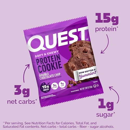 Image of Quest Soft & Chewy Protein Cookie - 15g Protein - Double Chocolate Chip (12 Cookies)