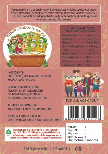 Healthy Bites Sweet Corn Chips |Vacuum Fried |Gluten Free | Vegan Friendly Snack | Trans free |No Artificial Flavor | Plant Based Snacks|Vegetable Chips-135 g (Pack of 3 X 45 g) 3