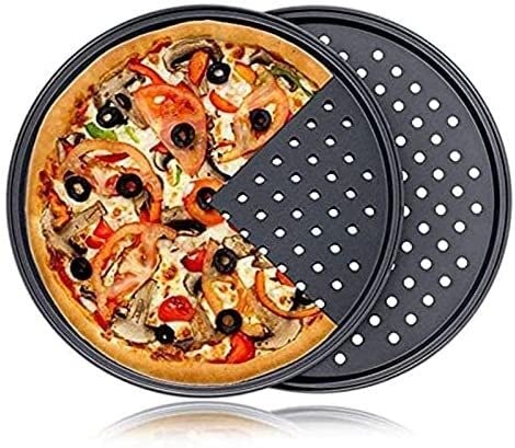 2-paczkowe patelnie pizzy stali węglowej, patelnia siatki, okrągłe patelnie do pizzy, mold i narzędzia do pieczenia