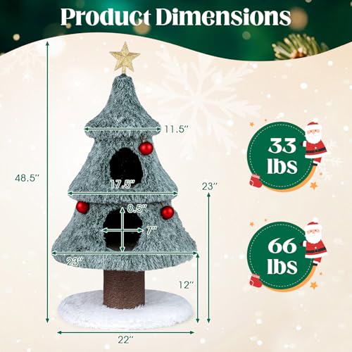 PETSITE árbol de gato navideño 48.5 pulgadas con post de rascado y 2 condos miniatura 4