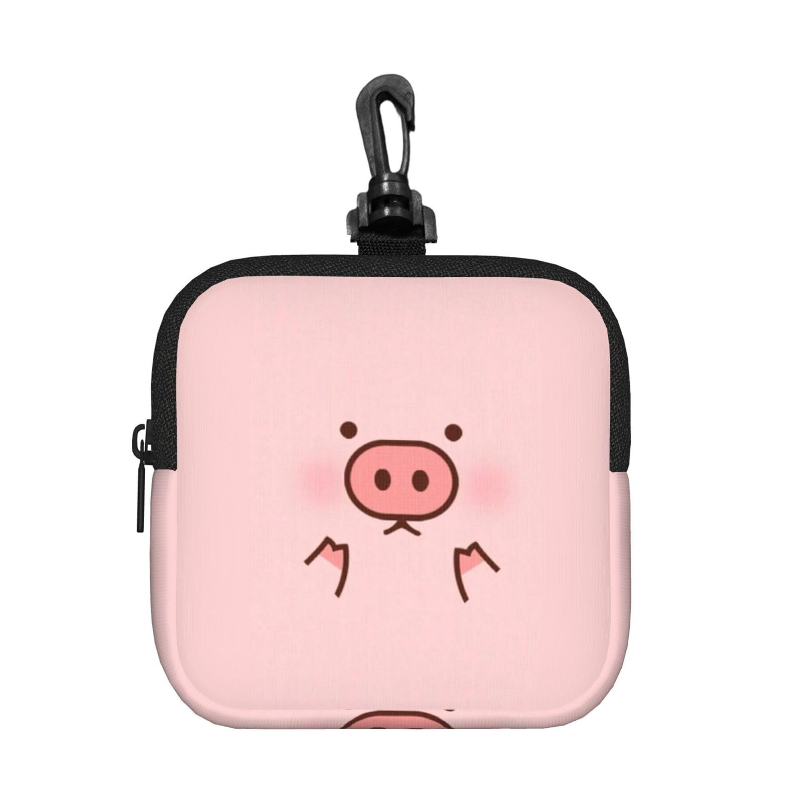Ercgad Unisex Black Cute Pig Print Square Storage Bag Travel Toiletry Cosmetic Organizer Pouch Lightweight Reusable
