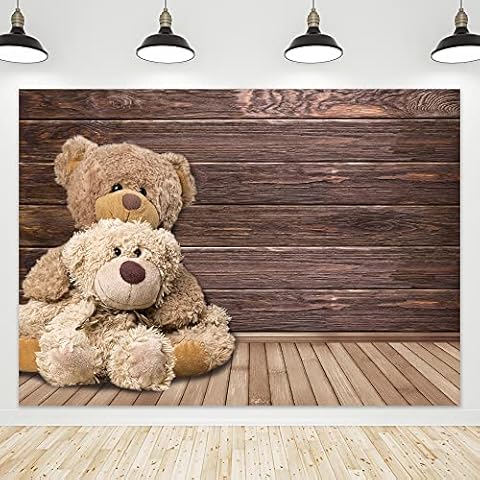 Riyidecor Teddy Bear Baby Shower Backdrop Children Happy Warm Cuddle Cute Lovely Brown Bear Dolls Plush Friends Party 7Wx5H Feet Photography Background Birthday Event Photo Studio Shoot Cover
