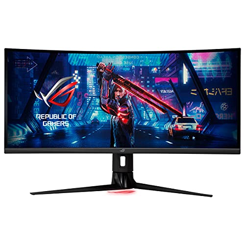 ASUS ROG Strix XG349C | 34 Zoll UWQHD Curved Gaming Monitor | 180 Hz, 1ms GtG, G-Sync kompatibel, DisplayHDR 400, KVM Switch | Fast IPS Panel, 21:9, 3440x1440, DisplayPort, HDMI, USB-C, schwarz