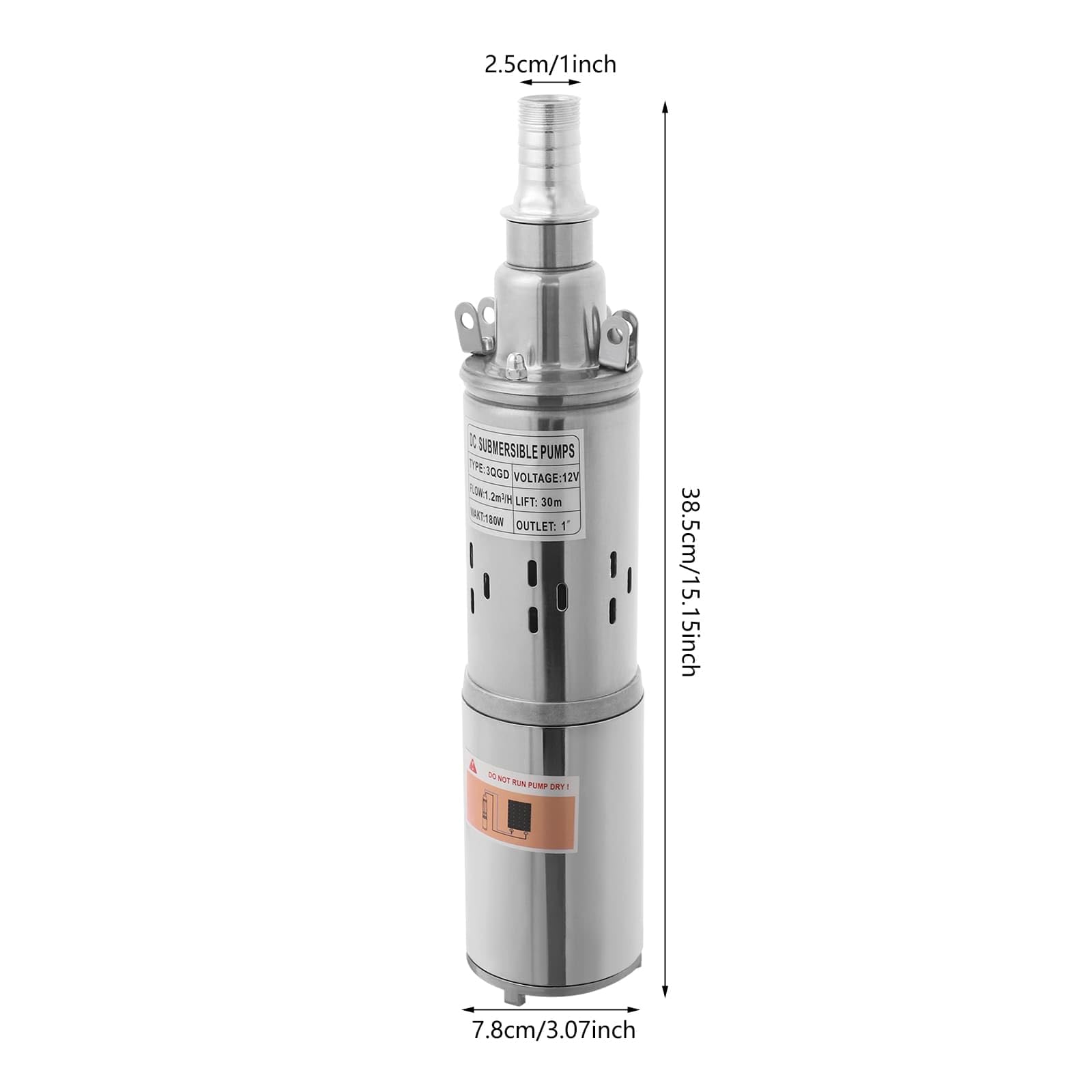 Pompe Immergée pour Puits Profond Solaire, 12V 180W 1000L/H 30m, Pompe de Puits Submersible, Pompe à Eau en Inox, IP68, Silencieuse (0-30dB), pour Irrigation Jardin Ferme Maison