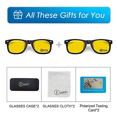 Image of LUFF Polarized /Night Vision Clip on Sunglasses /Myopia Glasses for Driving Black-Yellow