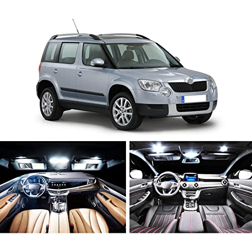 XKHSD, 5 Piezas de luz LED para Coche, Bombillas de iluminación Interior Canbus Blancas para Skoda Yeti 5L 2009+, luz de Domo de Lectura, para Skoda Yeti 5L