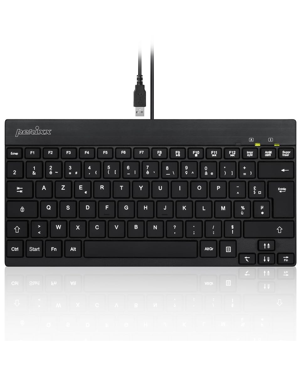 Perixx USB PERIBOARD-326 Mini Wired Backlit Keyboard with Low Profile Keys, QWERTY Italian