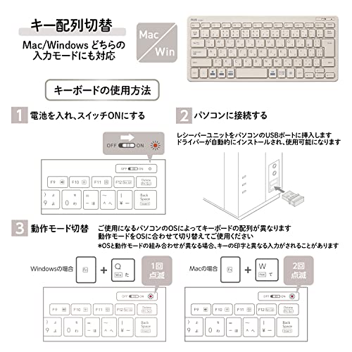 PLUS(プラス) キーボード ジブンイロ 薄・ミニ ワイヤレスキーボード グレー TW-KB002 の商品画像 5