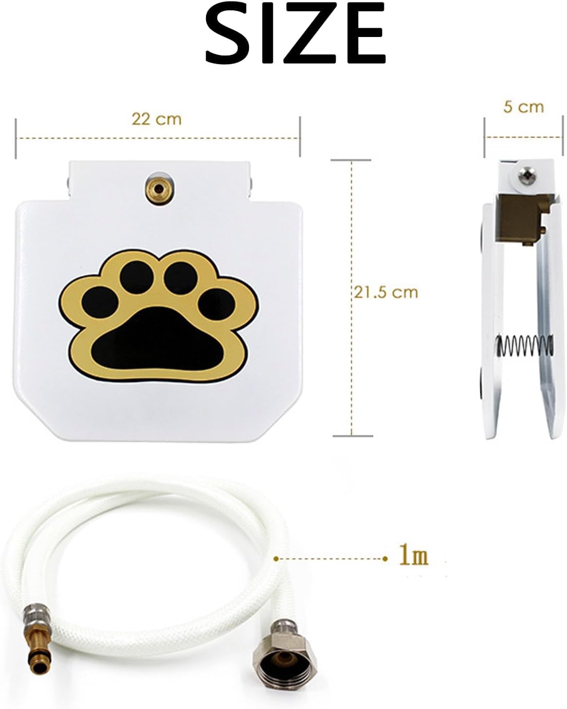 Fuente De Agua Exterior para Perros con Pedal, Aspersor Activado por Pata para Razas Grandes, Bebedero Resistente con Válvula De Latón Y Manguera Antimordidas (White)