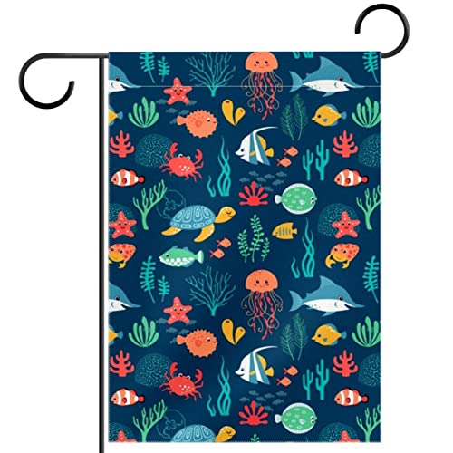 Papel pintado de peces para jardín, bandera vertical de doble cara, decoración de patio al aire libre