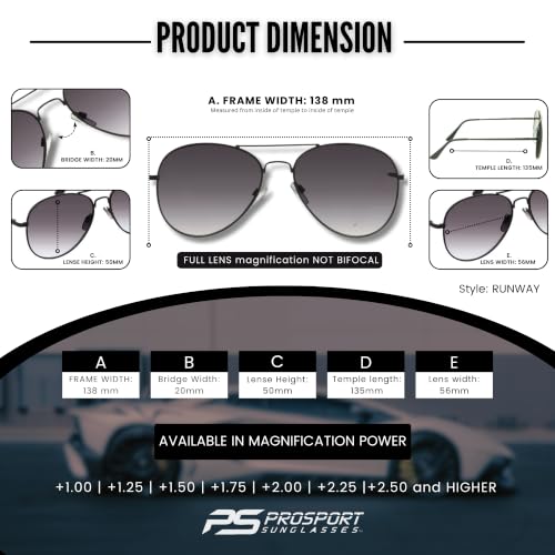 Image of proSPORT Reading Sunglass Tinted FULL LENS Sun Reader Glasses Aviator Large Men Women NOT BIFOCAL