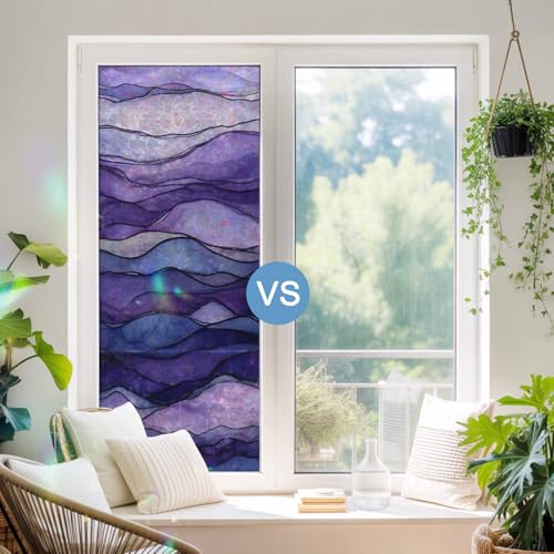 Vinilo decorativo para ventana con diseño Ombre púrpura 3D miniatura 3