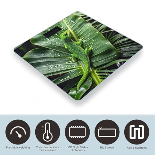 Báscula digital Gecko con hojas tropicales vidrio templado miniatura 3