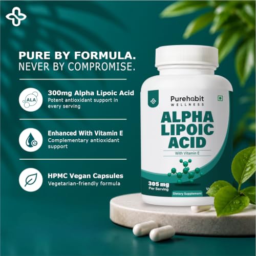 Image of Alpha Lipoic Acid 300mg with Vitamin E 5mg, 60 Veg Caps