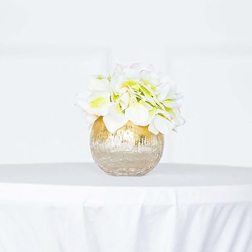 Miniatura 7 de Efavormart - Florero de cristal agrietado dorado de 4 pulgadas, florero de burbujas