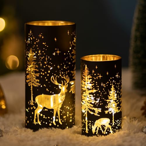 Glasseam Weihnachten Windlicht Glas Kerzenhalter: 2er Set...