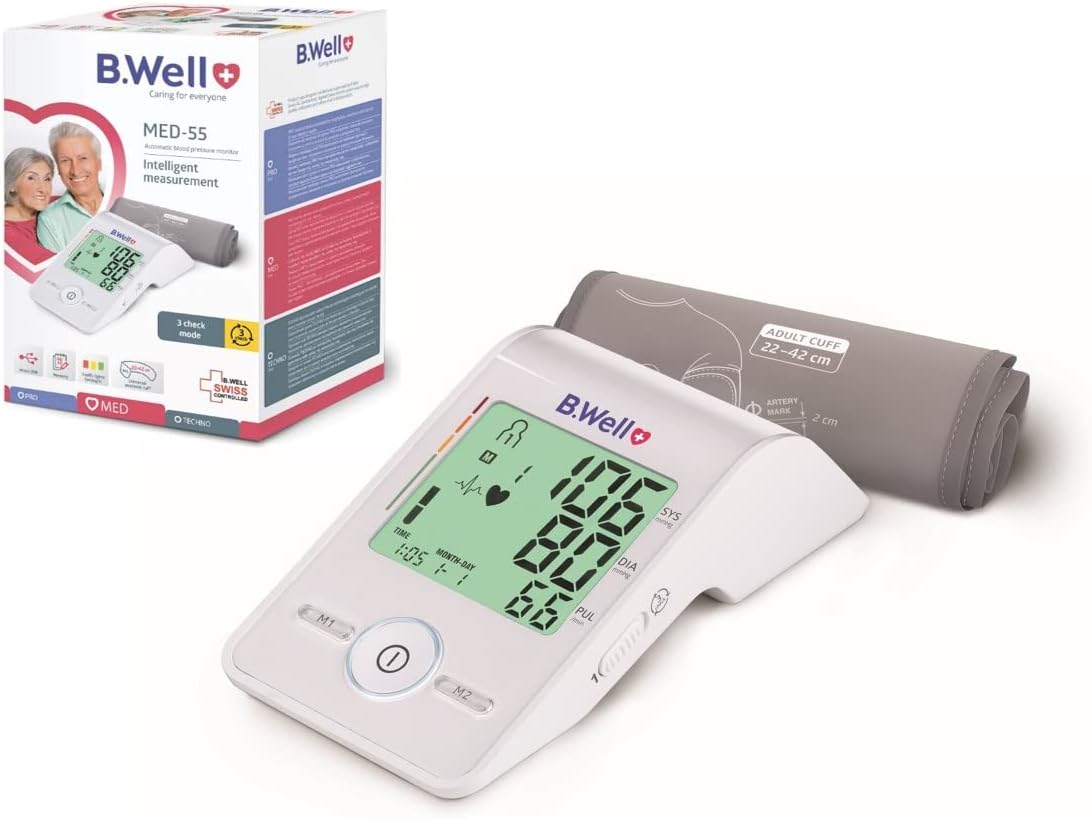โ B.Well MED-55 Automatic Blood Pressure Monitor with 22cm - 42cm Size Medium Cuff