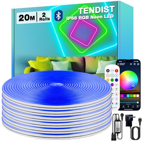 TENDIST 20M RGB Striscia LED Neon Flessibile, IP68 Strisce LED