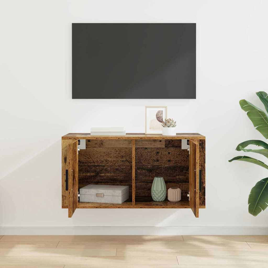 Regał pod telewizor z materiału drewnopochodnego, drewno odpadowe 80 x 34,5 x 40 cm z 2 zawiasami, dużo miejsca do przechowywania, nowoczesny Lowboard do salonu, multimediów i przechowywania