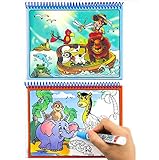 Watermagic Books Reusable Water-Reveal Activity Pads 2-pk Water Coloring Books Aqua Drawing Painting Toy Travel Kits with Bonus Pens for Kids (Letter,Numbers)