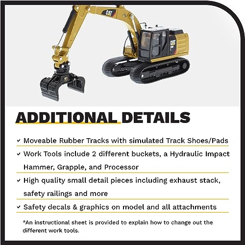 Modelo CAT 320FL Excavadora Hidráulica con 5 Accesorios 1:64 miniatura 6