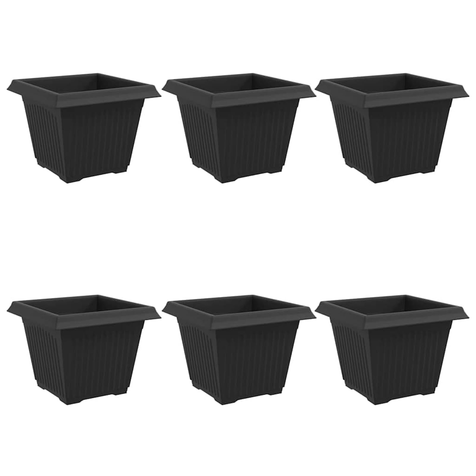 Anself Quadratischer Blumentopf Schwarz - Kunststoff, für Innen & Außen, mit Entwässerungslöchern Model42020337