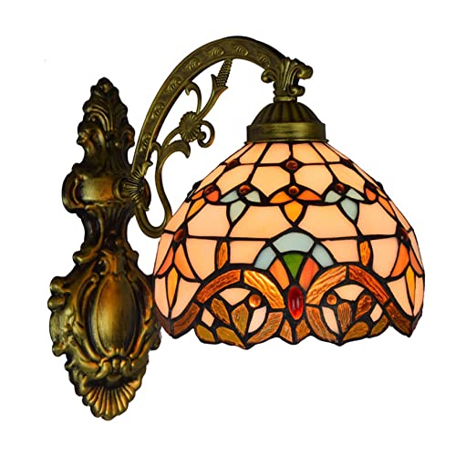 Lampe murale baroque en vitrail fait main, luminaire rétro haut de gamme